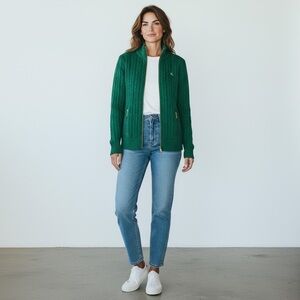 Ralph Lauren | cable knit mock neck full zip cardigan XS
